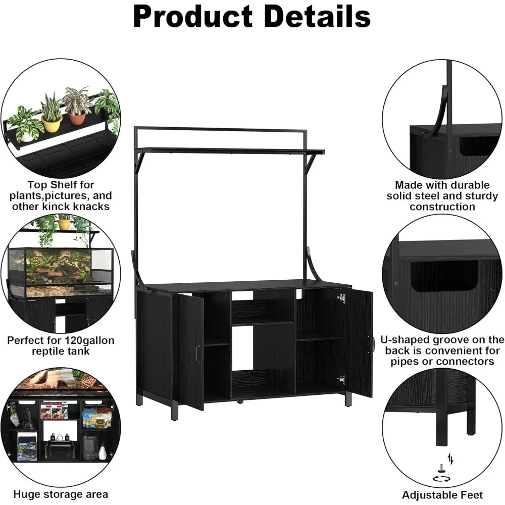 IndustrialStrength Bearded Dragon 120 Gallon Terrarium Stand With Premium Cabinet