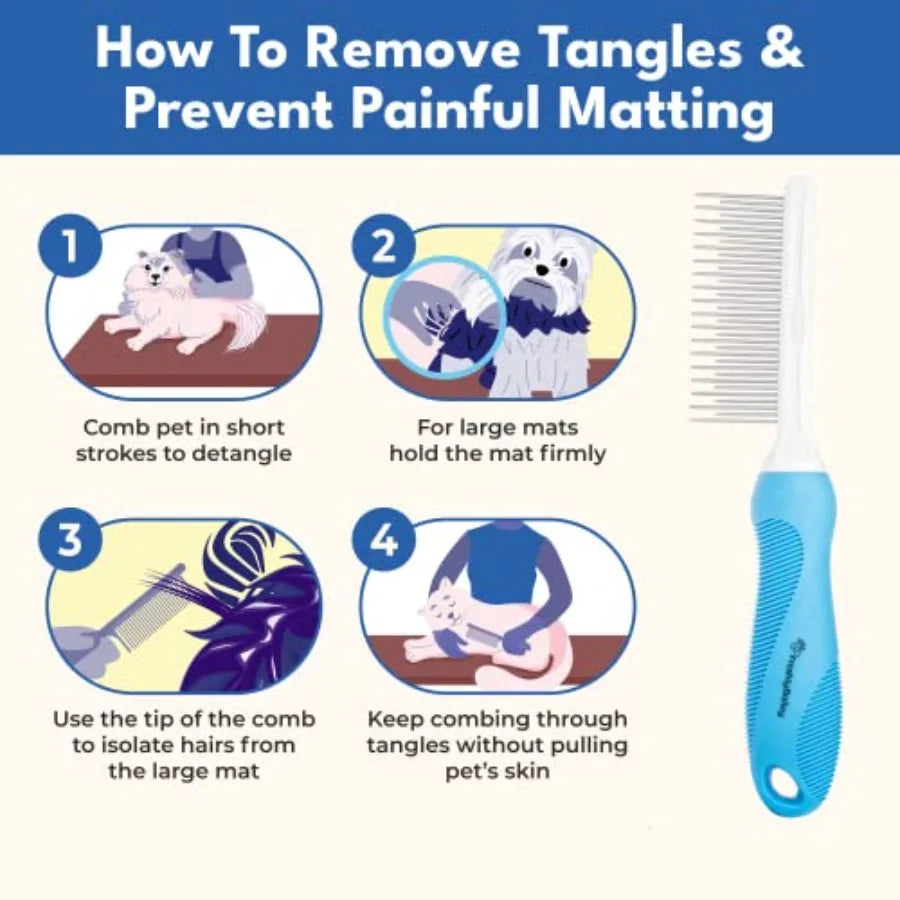 Hign-concerned Hypoallergenic Grooming Comb DetanglerPro For Longer Curly Dogs Cats