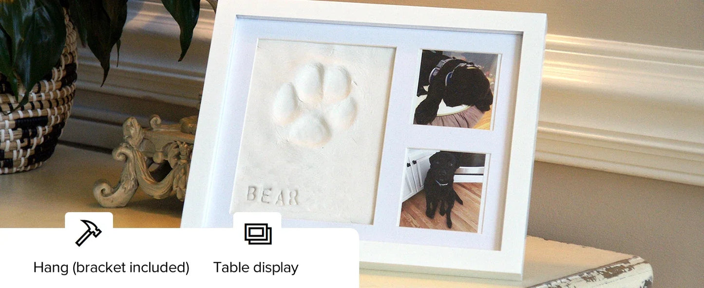 Pet Pawprint Keepsake Kit With Wood Frame For Pet Memorial