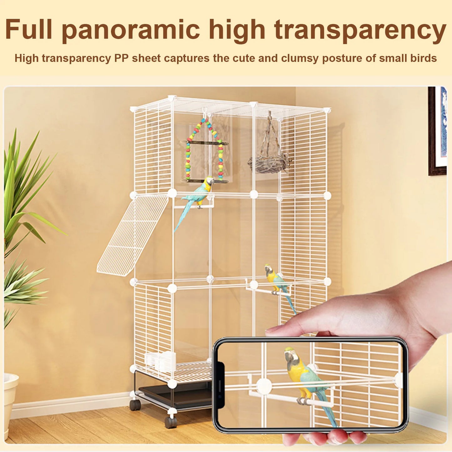 Large Bird Cage Multi Level Aviary With Removable Tray Parrot