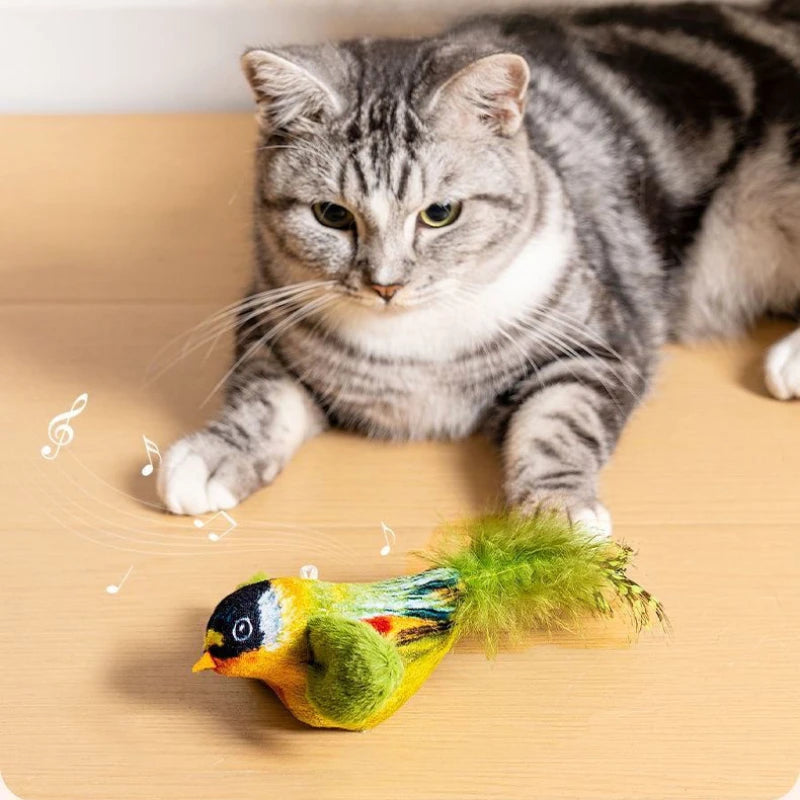 Indoor Interactive Cat Bird Teaser Toy With Realistic Bird Sounds