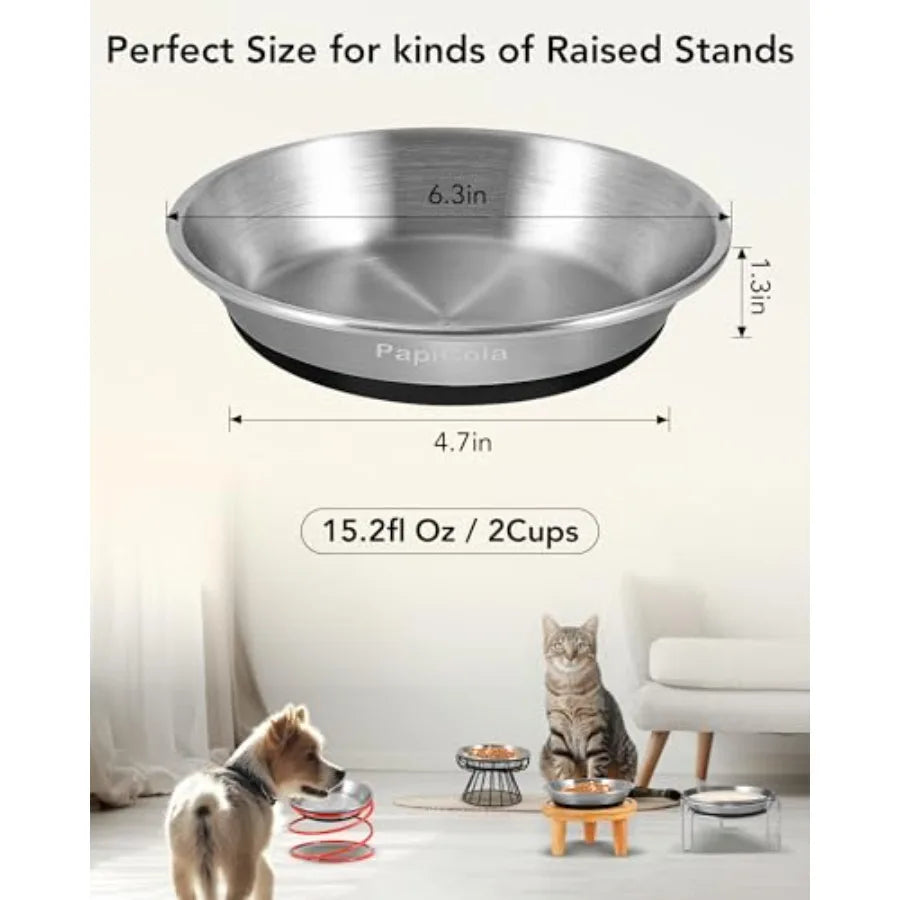 Stainless Steel Cat Bowls 2 Pack Non Slip Whisker Friendly