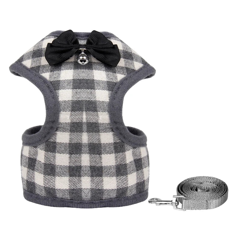 XLeiPet Gentleman Rabbit Cat Vest Harness With Bow Tie Leash
