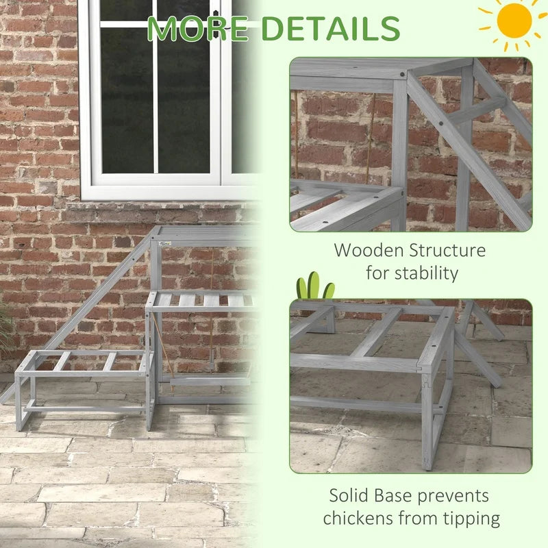Chicken Coop Swing Set With Perches Ladder Platforms for 10 to 15 Chickens