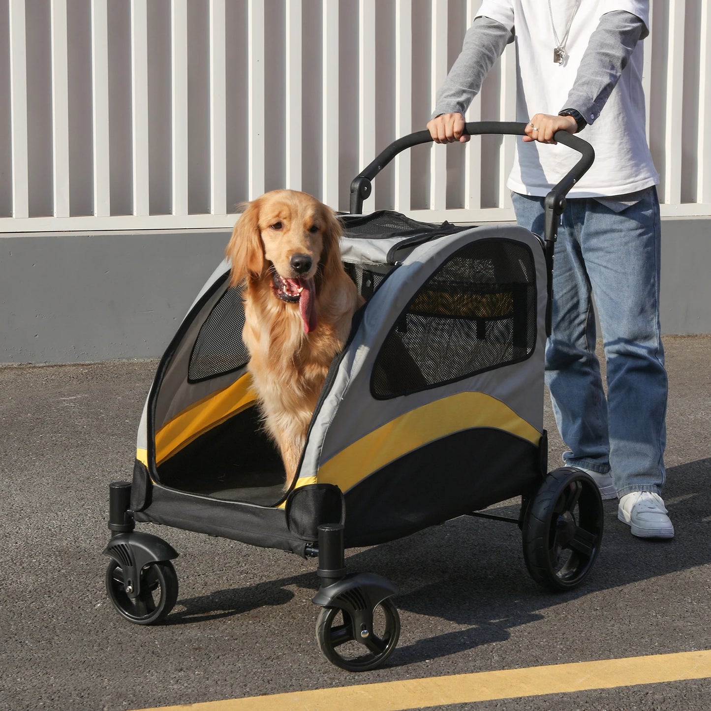All Breeds Portable Dog Stroller Four Wheel Foldable Carrier