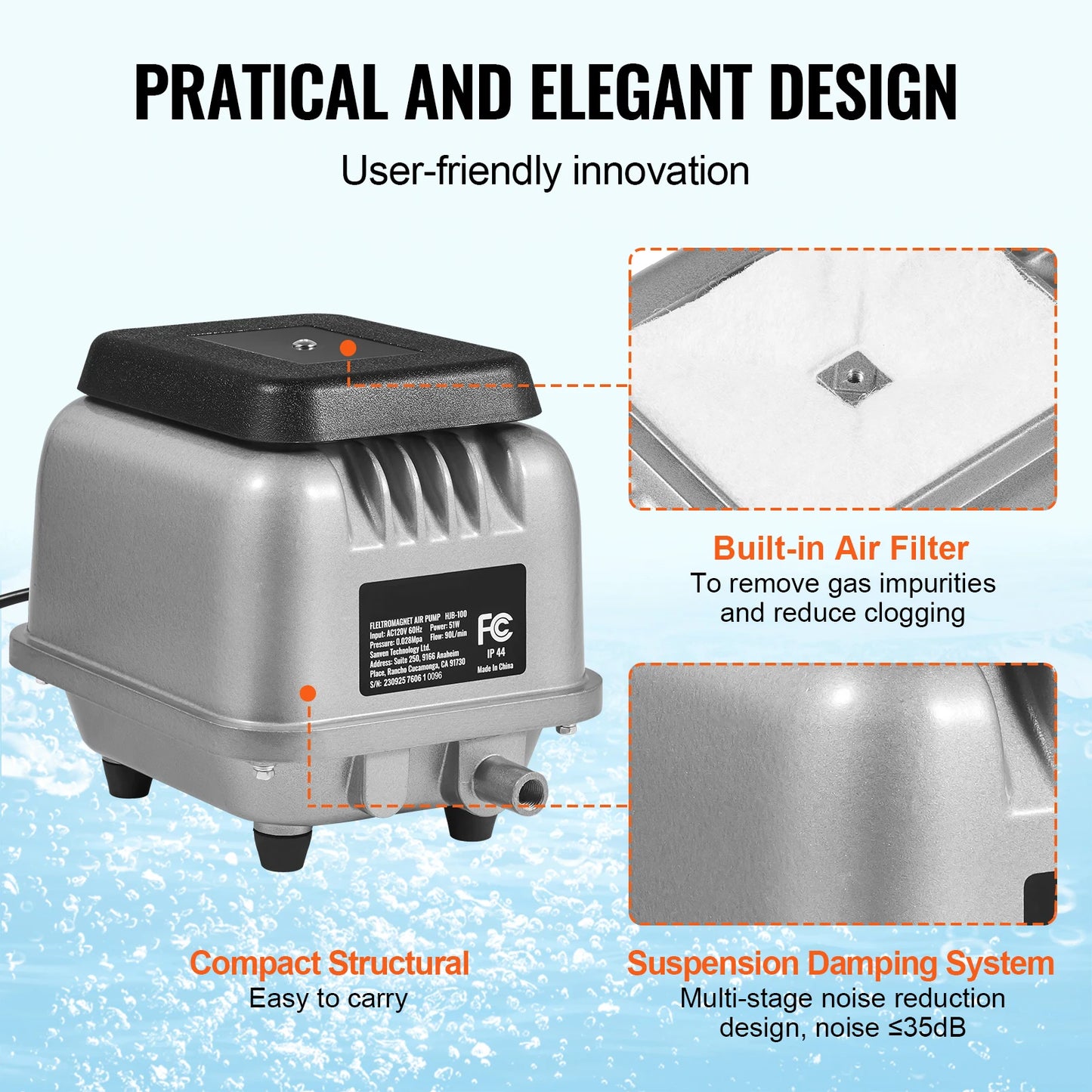 SucceBuy Linear Air Pump For Ponds And Water Gardens