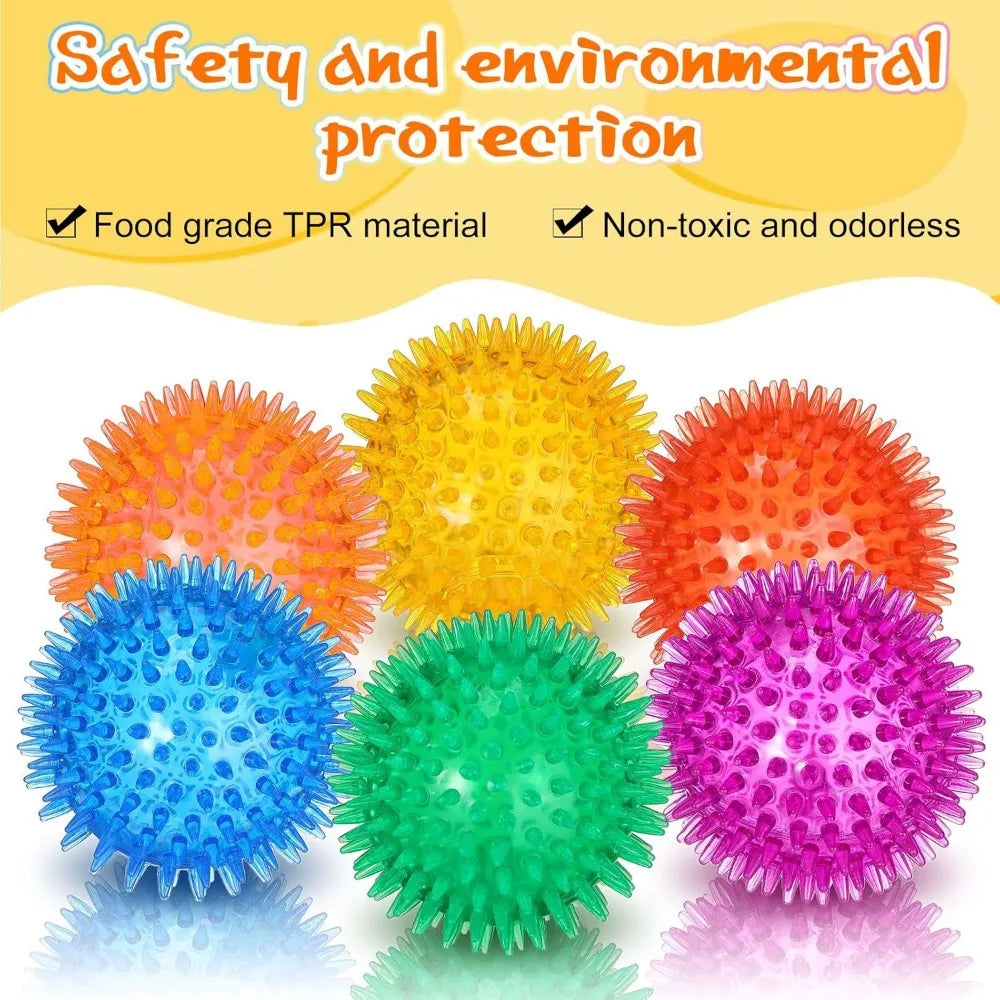 Lenwen Superpremiumquality Spikey Durable Squeaky Teething Rubber Dog Balls Toys