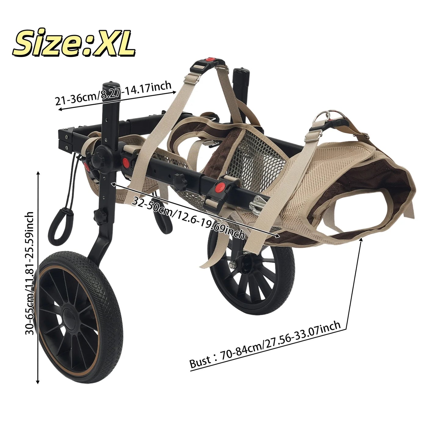 Bymaocar Adjustable Dog Wheelchair for Hind Leg Rehabilitation and Walking Aid
