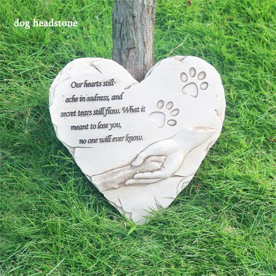 Heart Shaped Pet Memorial Stone for Dogs Garden Grave Marker