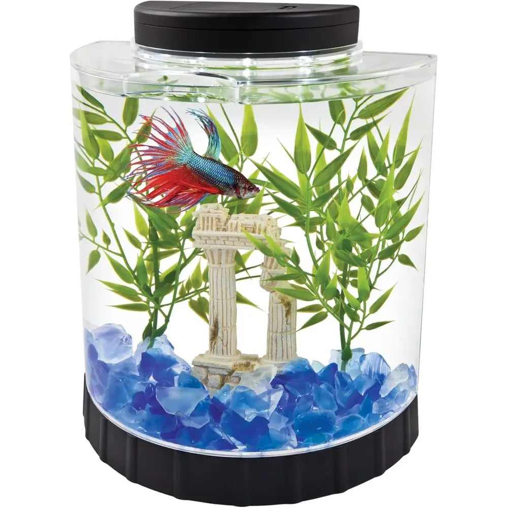 Half Moon Fish Tank With Movable LED Light For Betta