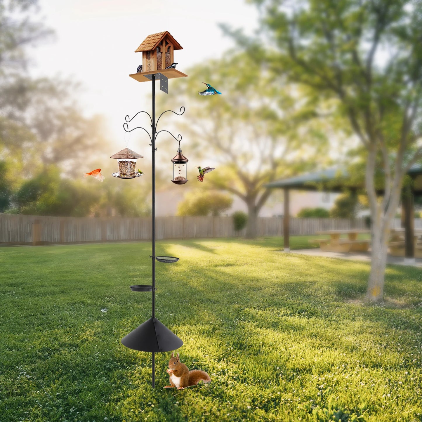 Hign-concerned Bird Feeder Pole With Squirrel Proof Baffle