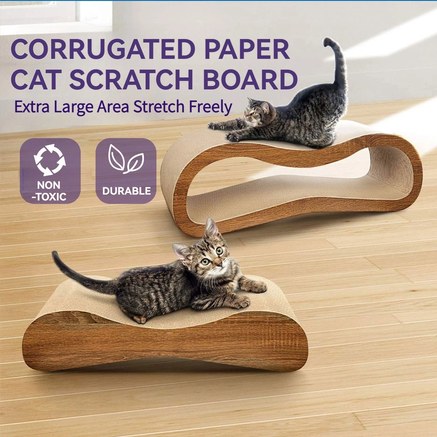 2 In 1 Cat Scratcher Lounge Bed Cardboard Durable Post