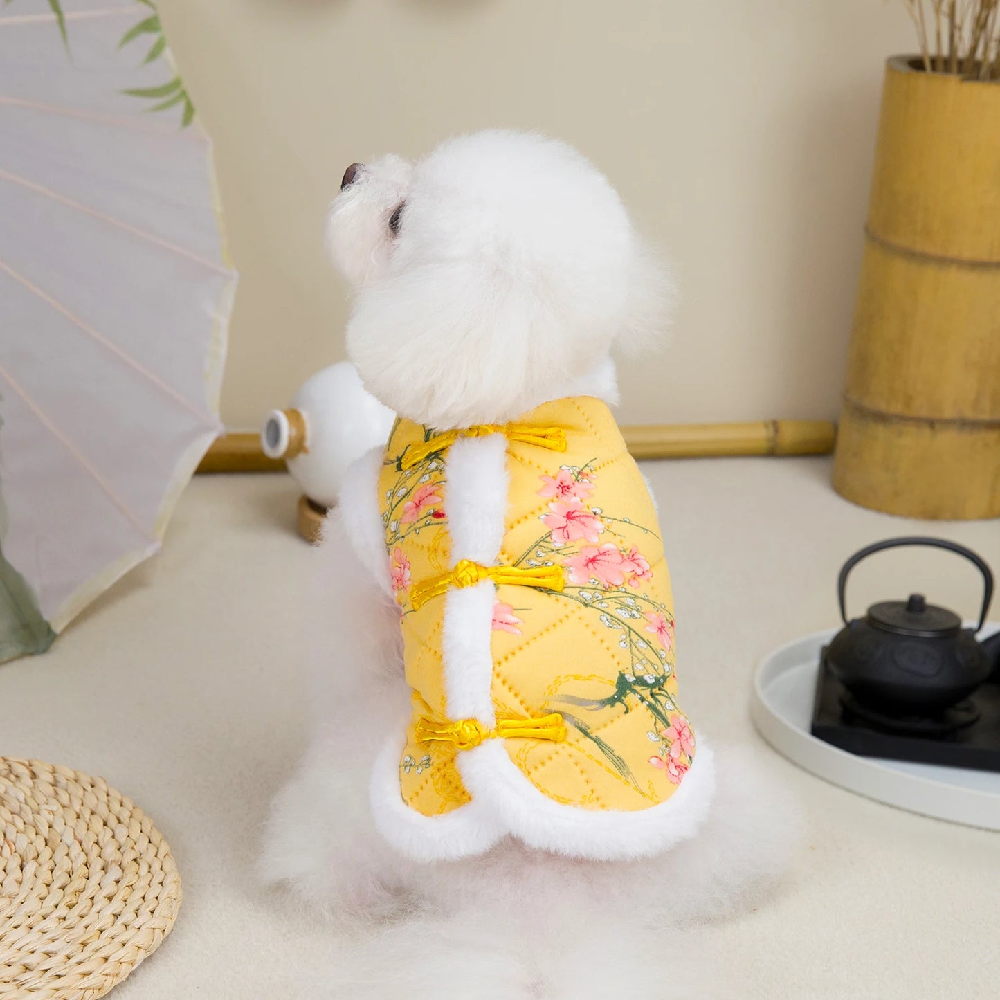 Chinese Style Tang Suit Dog Vest Warm Winter Costume