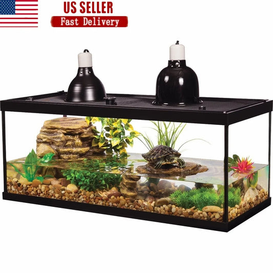 XMSJ Deluxe Turtle Tank Starter Kit With Filter Heating Lamp