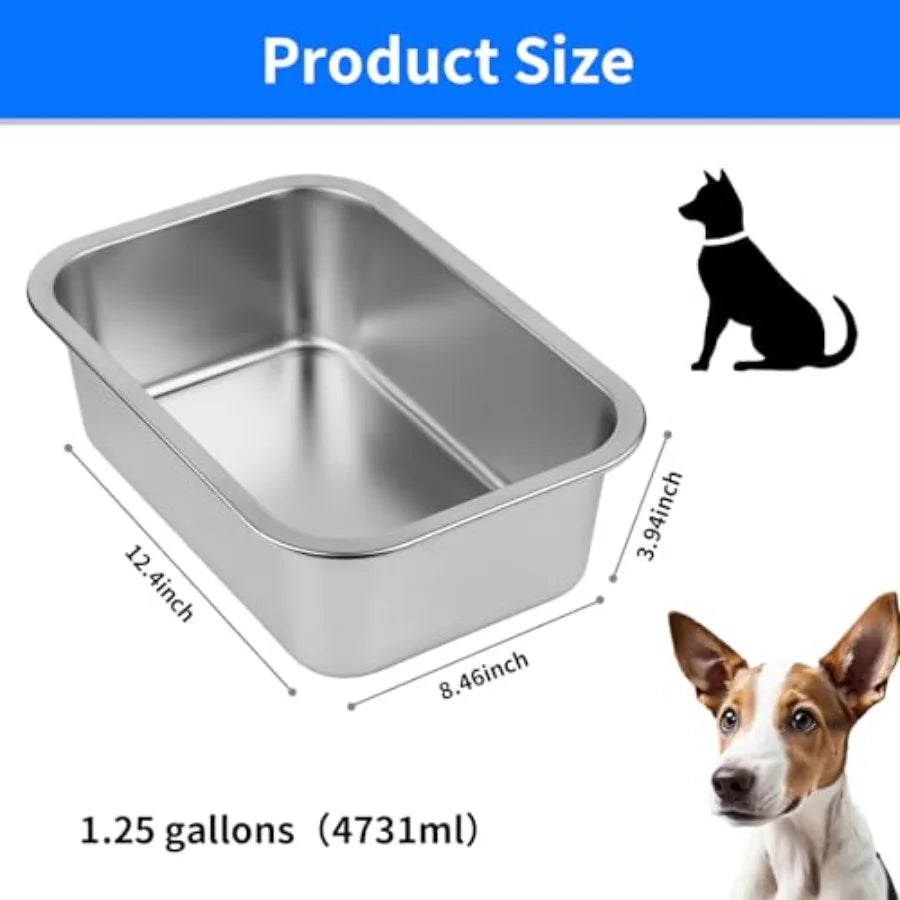 Stainless Steel Dog Water Bowl No Spill Outdoor Feeder Dish