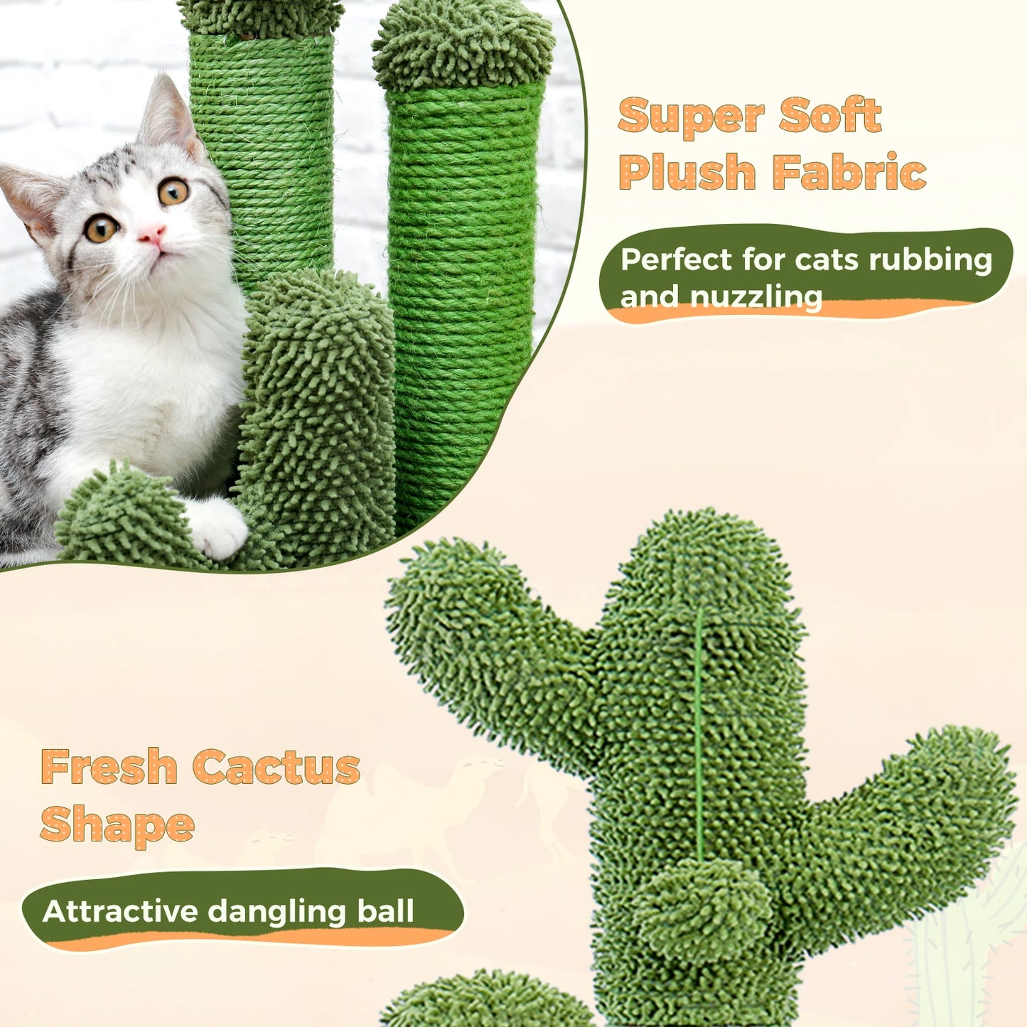 PAWZ Road Cactus Cat Scratcher Post Three Scratching Poles