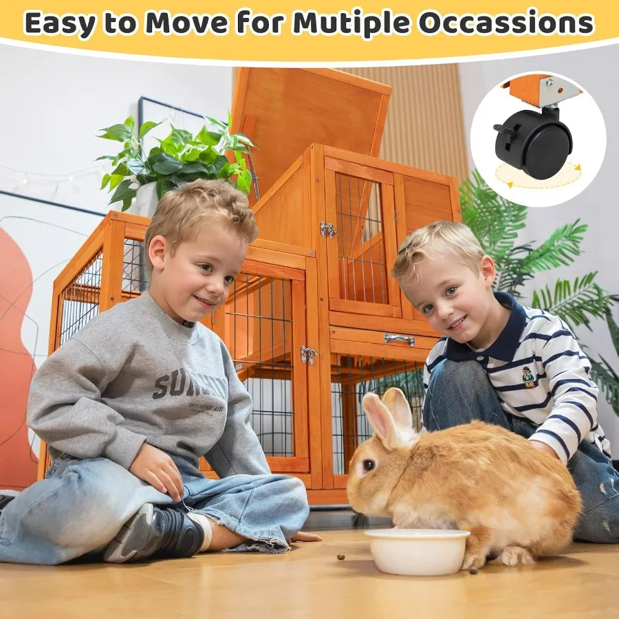 Guangdong Wooden Rabbit Cage On Wheels