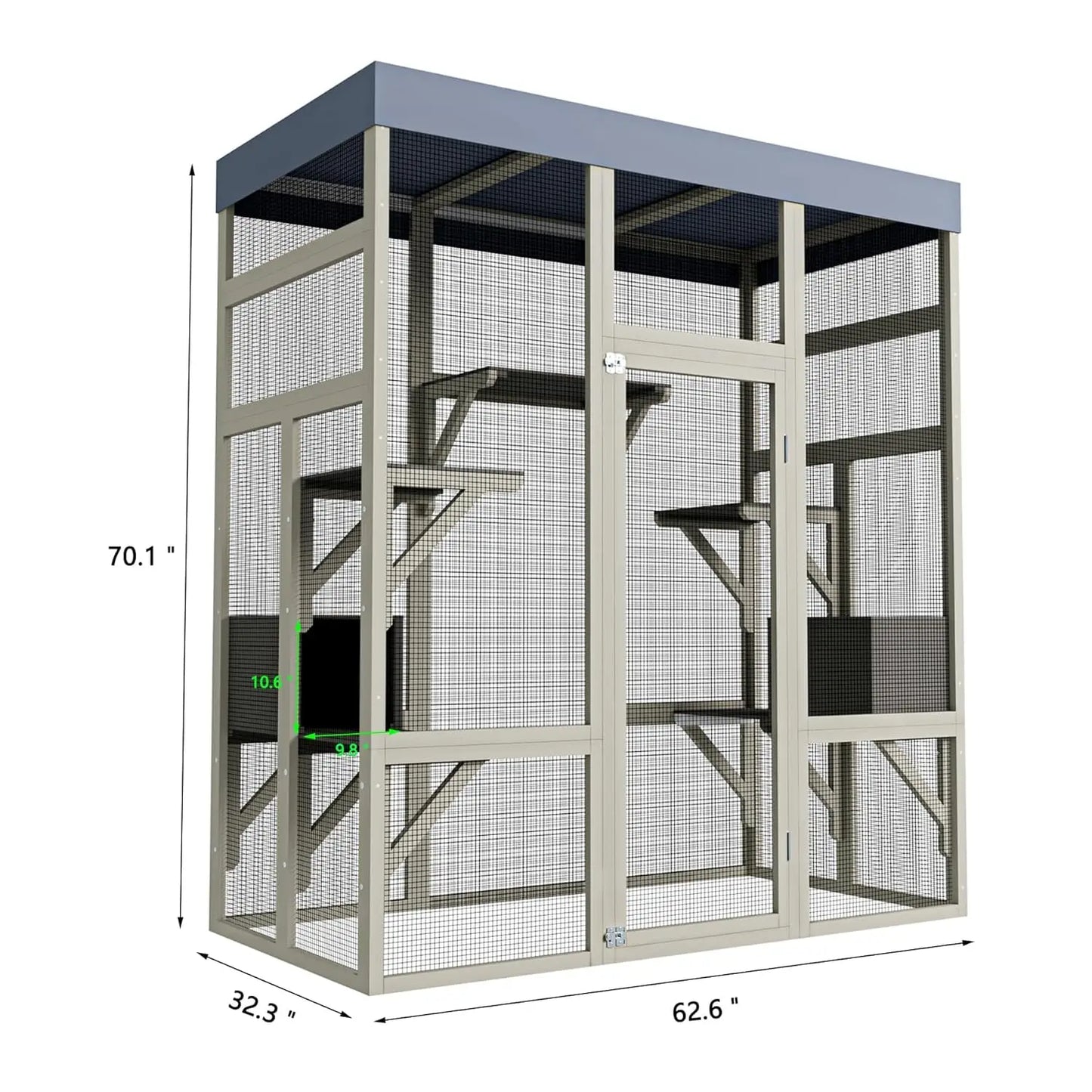 Wooden Outdoor Catio Enclosure With Waterproof Roof And Platforms