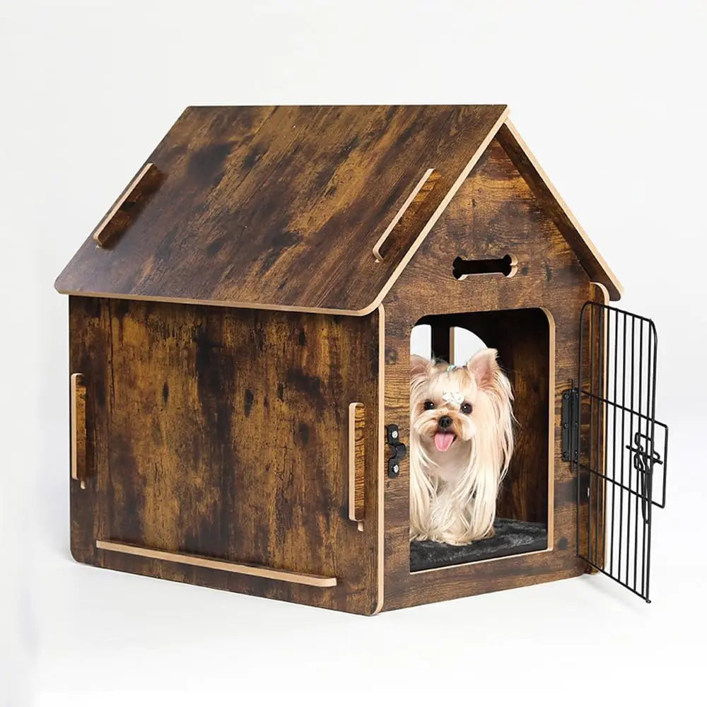 High-concerned Wooden Indoor Dog House For Pets With Roof