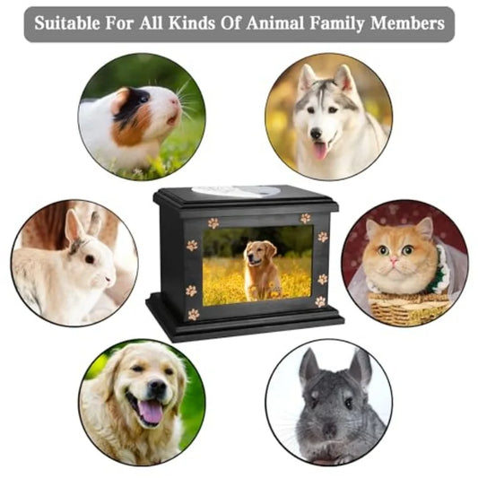 Pet Wooden Memorial Urns For Dogs And Cats With Photo Frame Keepsake