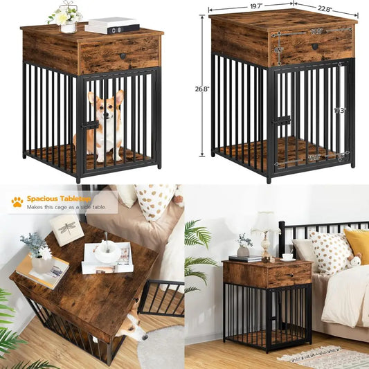 DAFIFY Wooden Dog Crate Furniture End Table Kennel