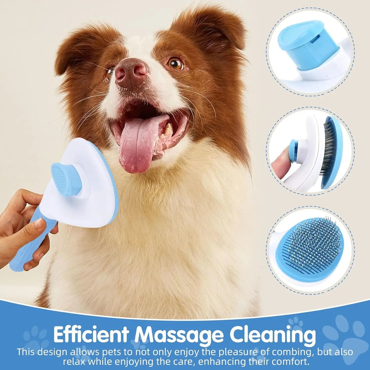Pet Grooming Kit With Self Cleaning Slicker Brush And Nail Clipper