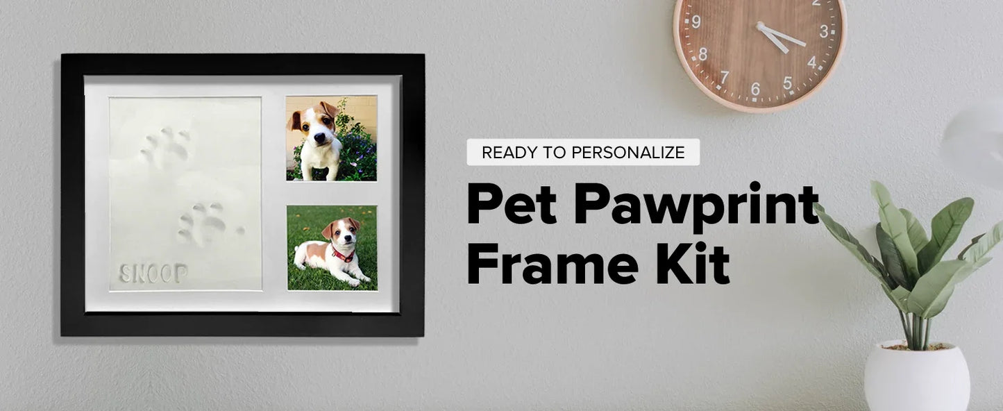 Pet Pawprint Keepsake Kit With Wood Frame For Pet Memorial