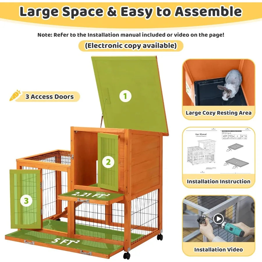 Guangdong Wooden Rabbit Cage On Wheels