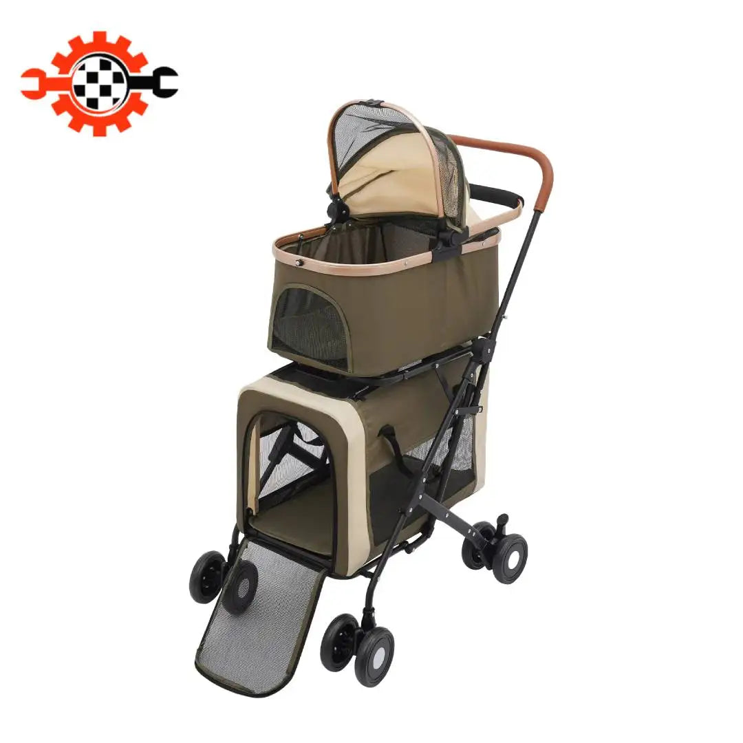 Bymaocar Foldable Pet Stroller For Small And Medium Pets Sunshade