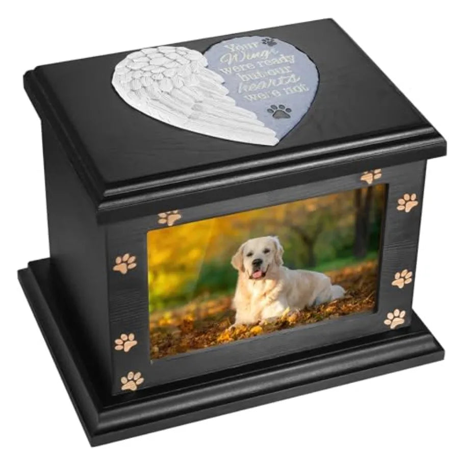 Pet Wooden Memorial Urns For Dogs And Cats With Photo Frame Keepsake