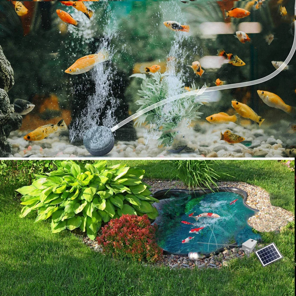 Solar Powered Aquarium Oxygen Pump For Small Fish Tank