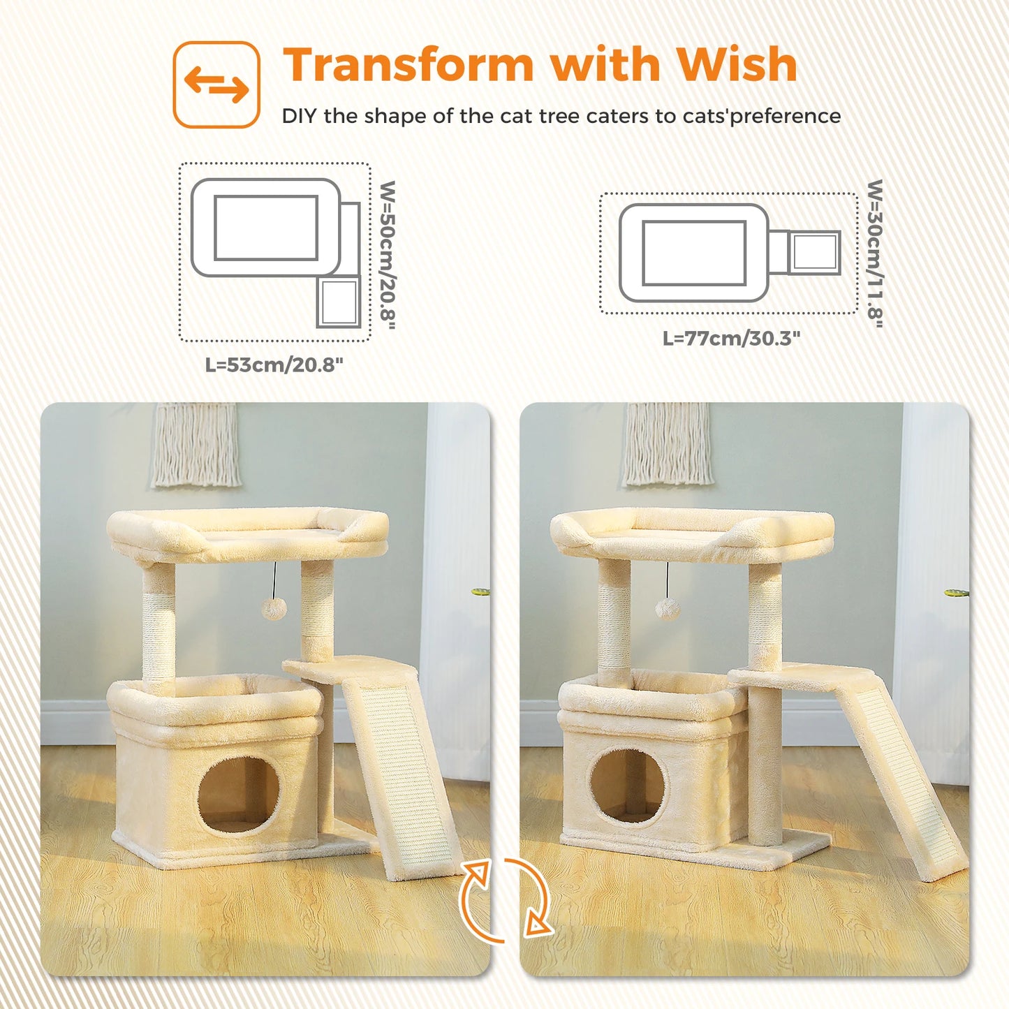 PAWZ Road Indoor Cat Tree Tower With Scratching Post And Pad