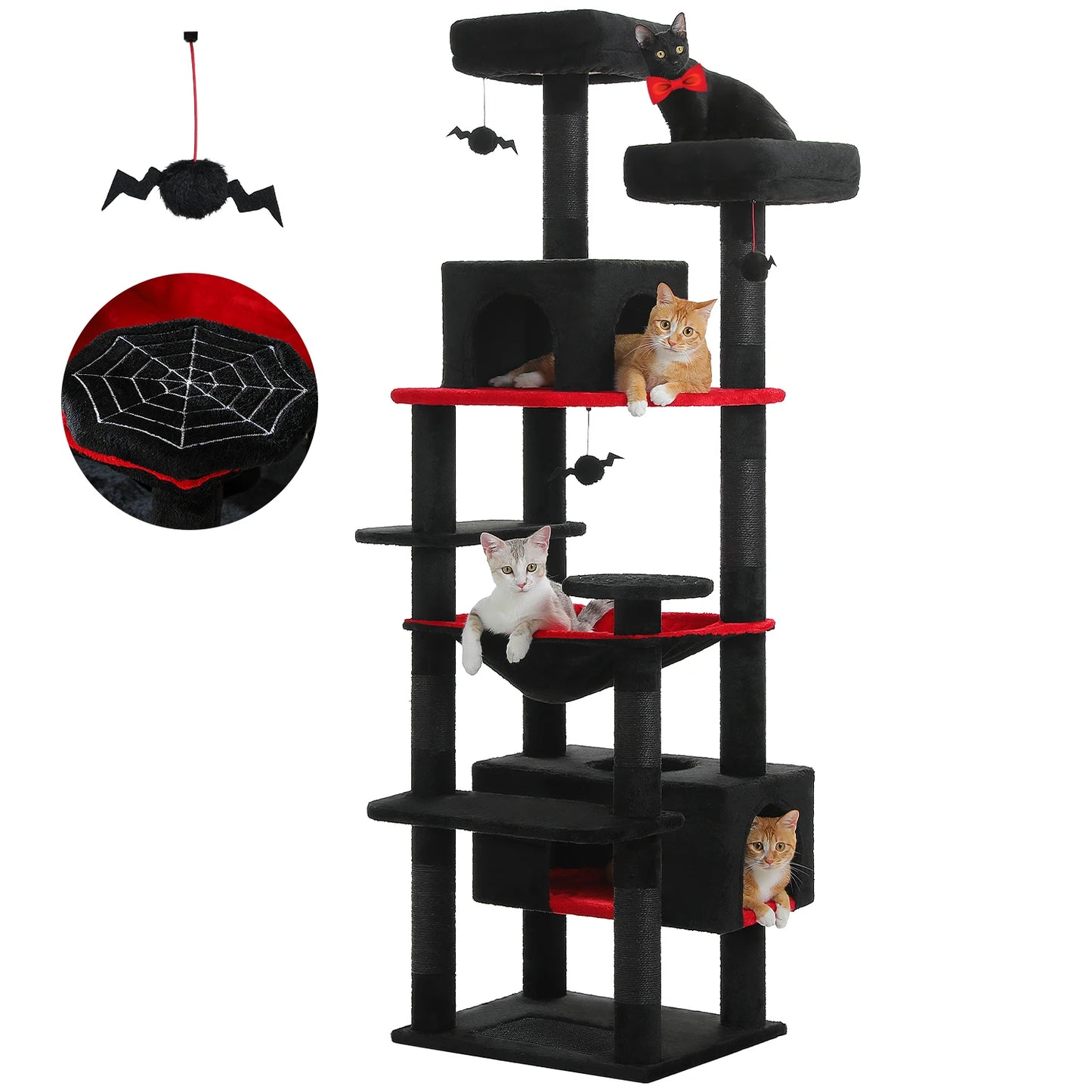 PEQULTI Multi Level Cat Tree Tower Scratching Posts Hammock Condo