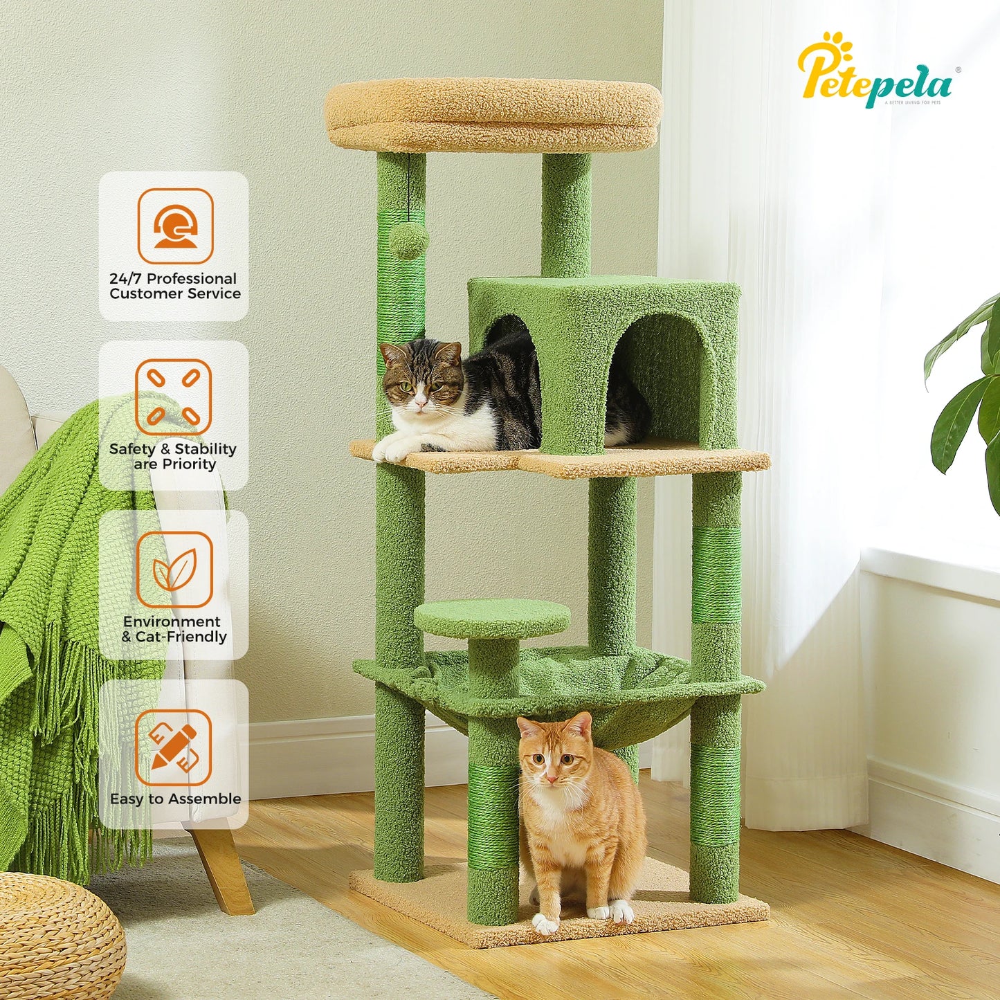 PETEPELACN Cat Tree Indoor Cats Five Level Tower