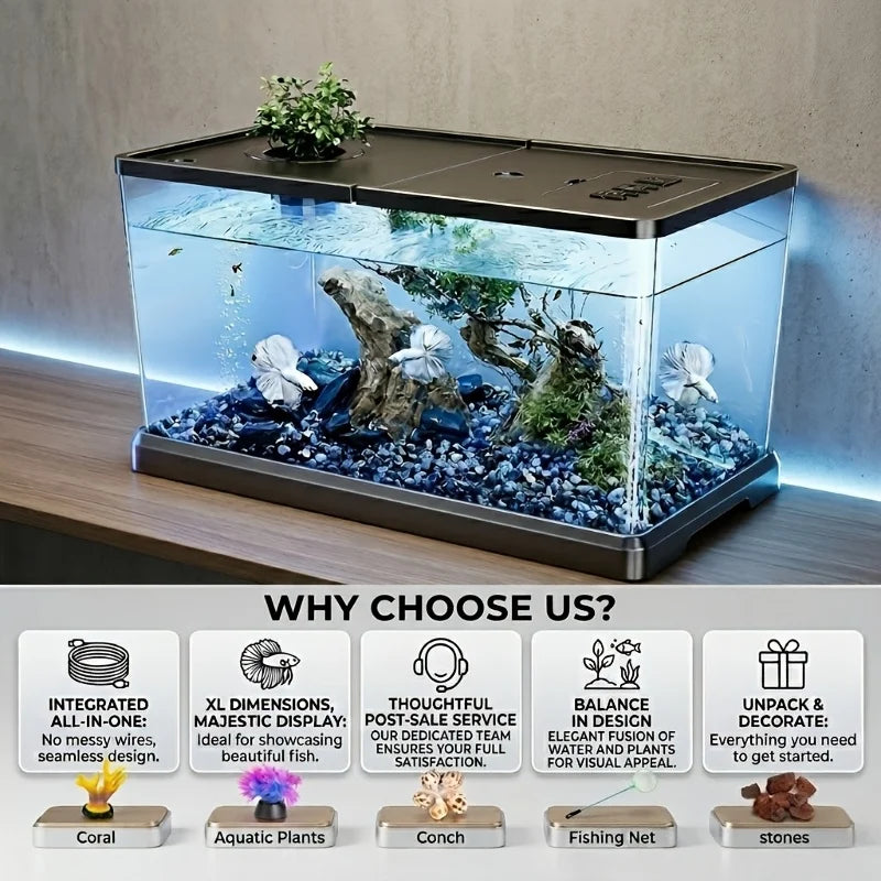 Heavy Duty Large Aquarium Tank With Lid Spill Proof Design