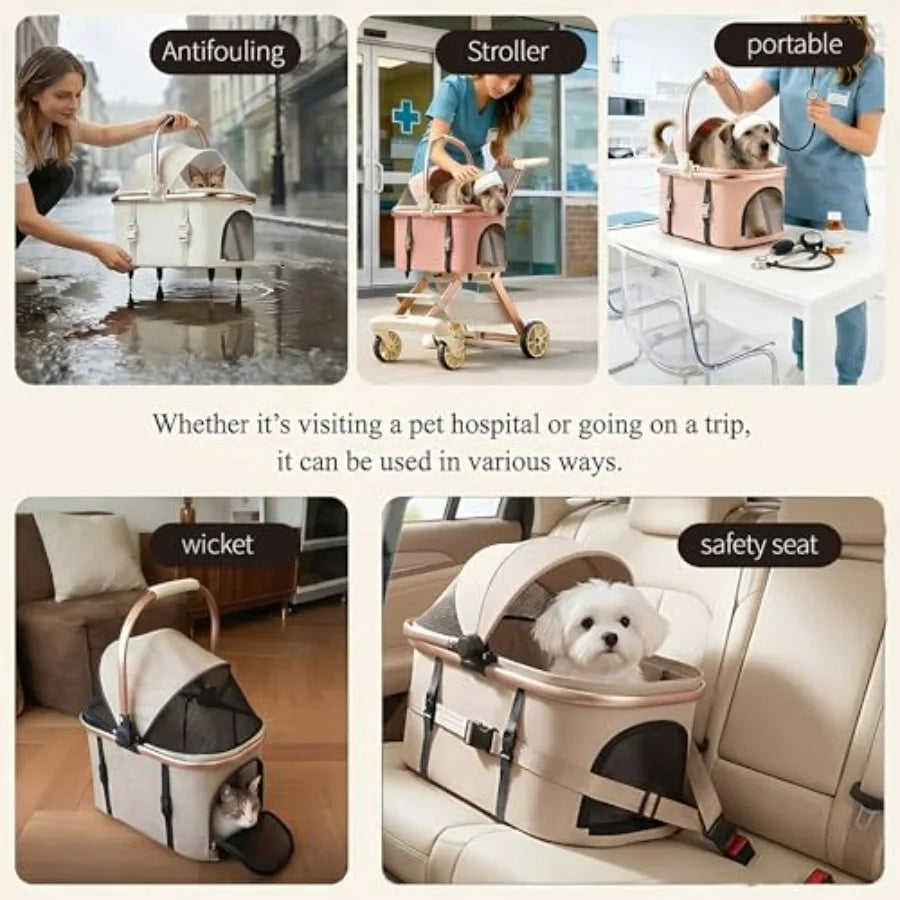 All-Terrain Pet Stroller Lightweight Carrier for Small Medium Dogs Cats