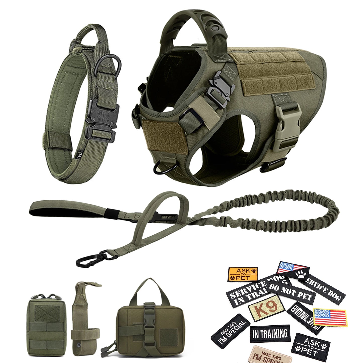 Petravel Military Dog Harness Vest Kit With Leash And Patches
