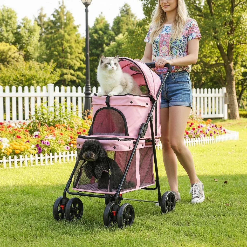 Double Pet Stroller for Dogs and Cats for Two Pets