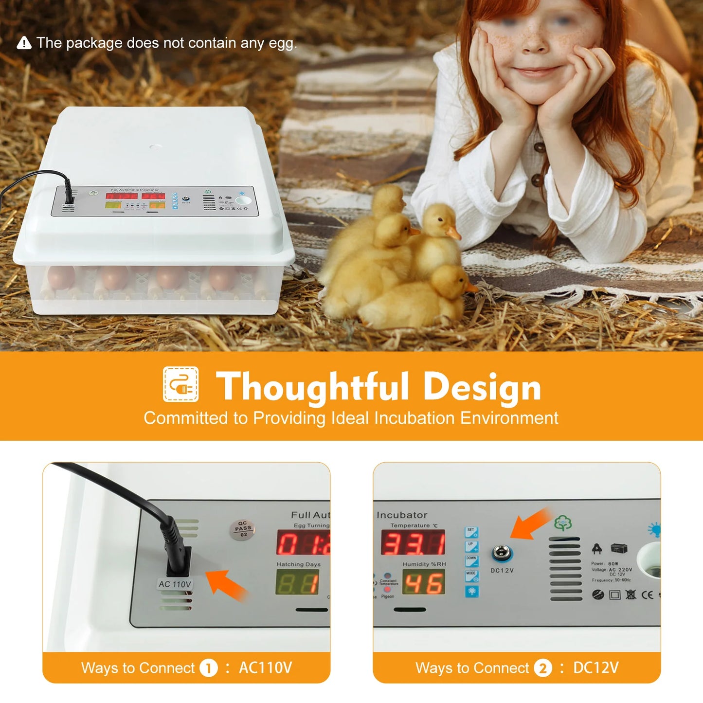 64 Egg Automatic Incubator With Turning Temperature Control Digital Display