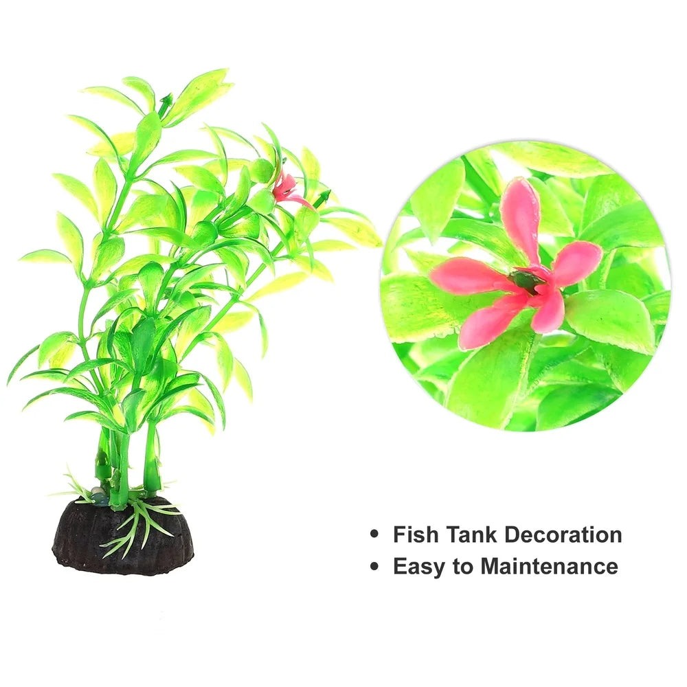 XMSJ Artificial Aquarium Plants 2 Pcs Non Fading Green Decor