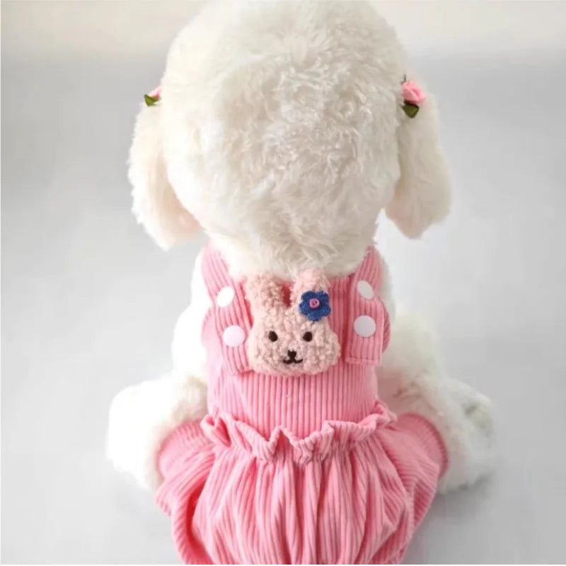 Cute Dog Jumpsuit With Straps Breathable Polyester For Pets
