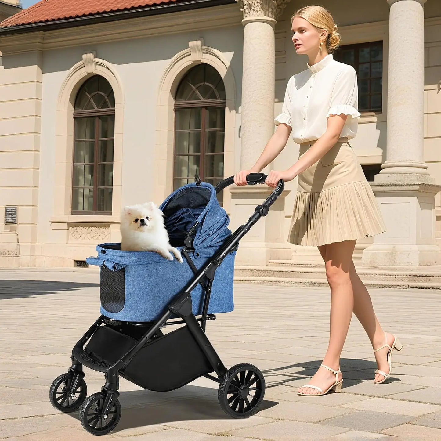 Foldable Pet Stroller For Medium Dogs And Cats All Terrain