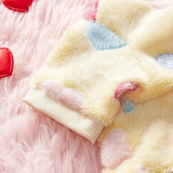 Flannel Heart Print Dog Vest Coat Winter Fleece Pet Clothes