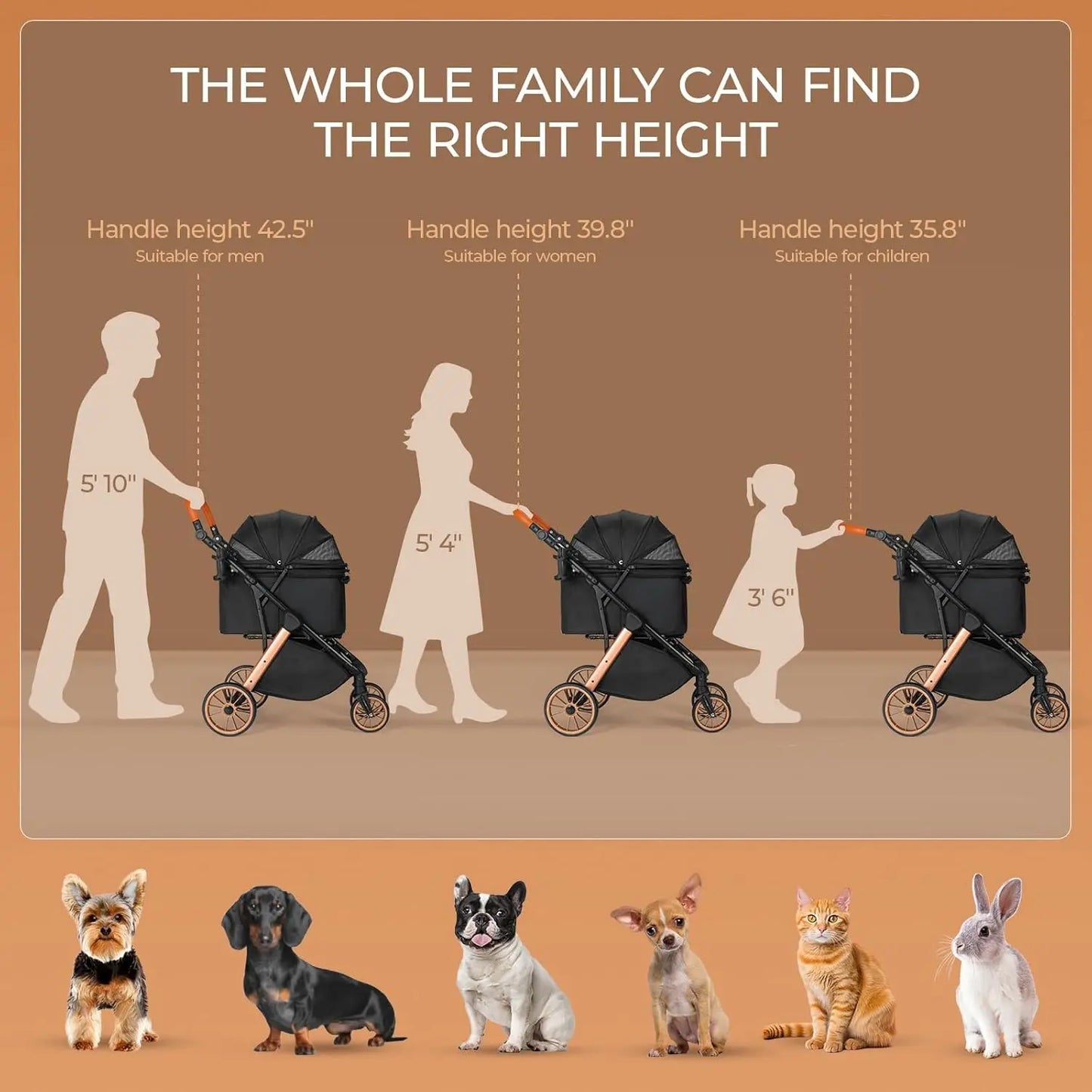 Foldable Pet Stroller For Medium Dogs And Cats All Terrain