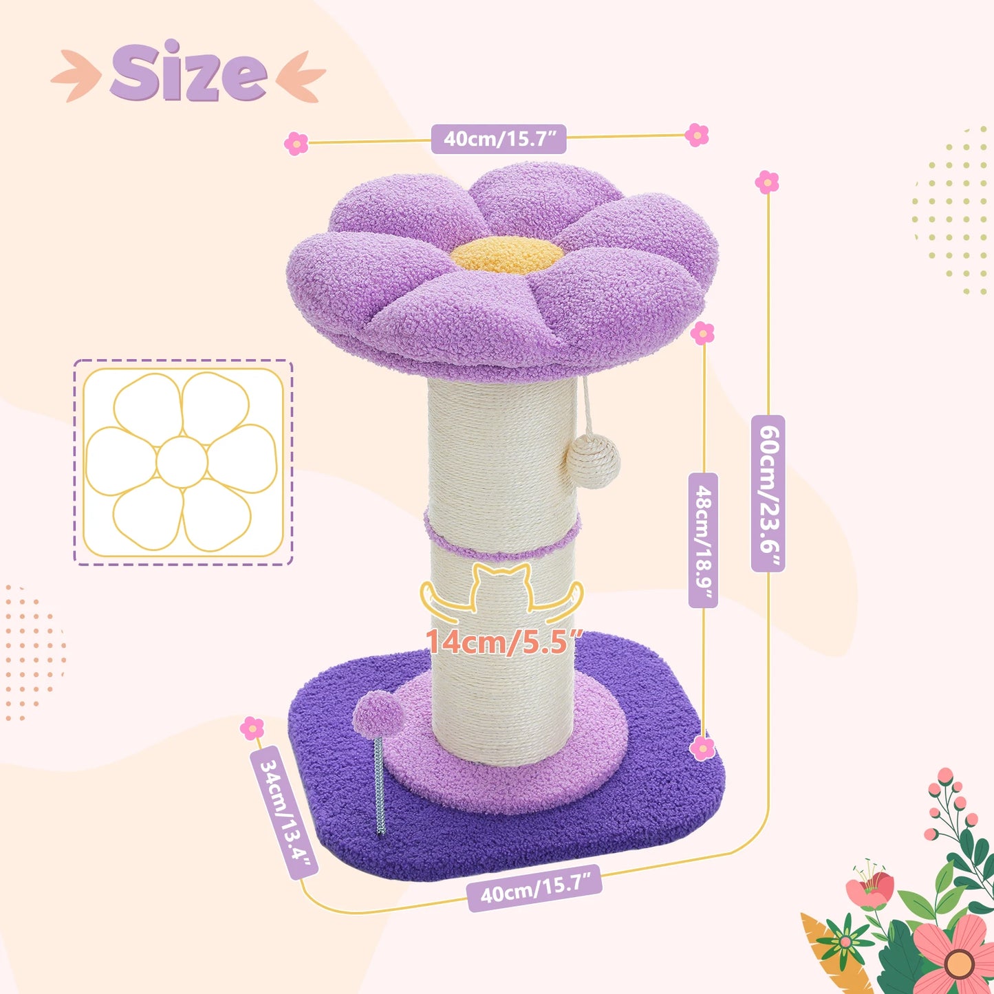 PEQULTICN Flower Cat Scratching Post Indoor Cat Tree