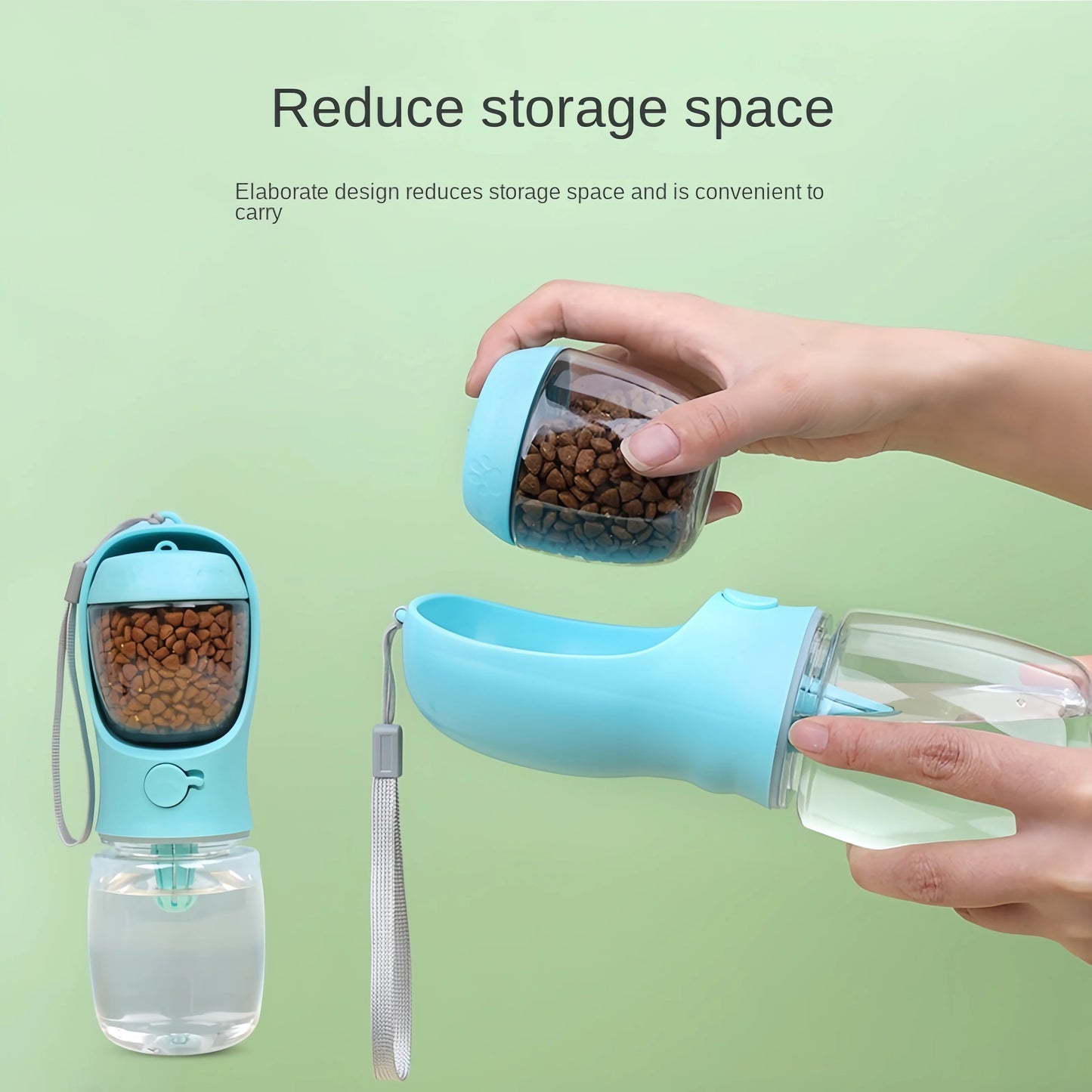 Portable Pet Water Bottle With Food Storage For Dogs Cats