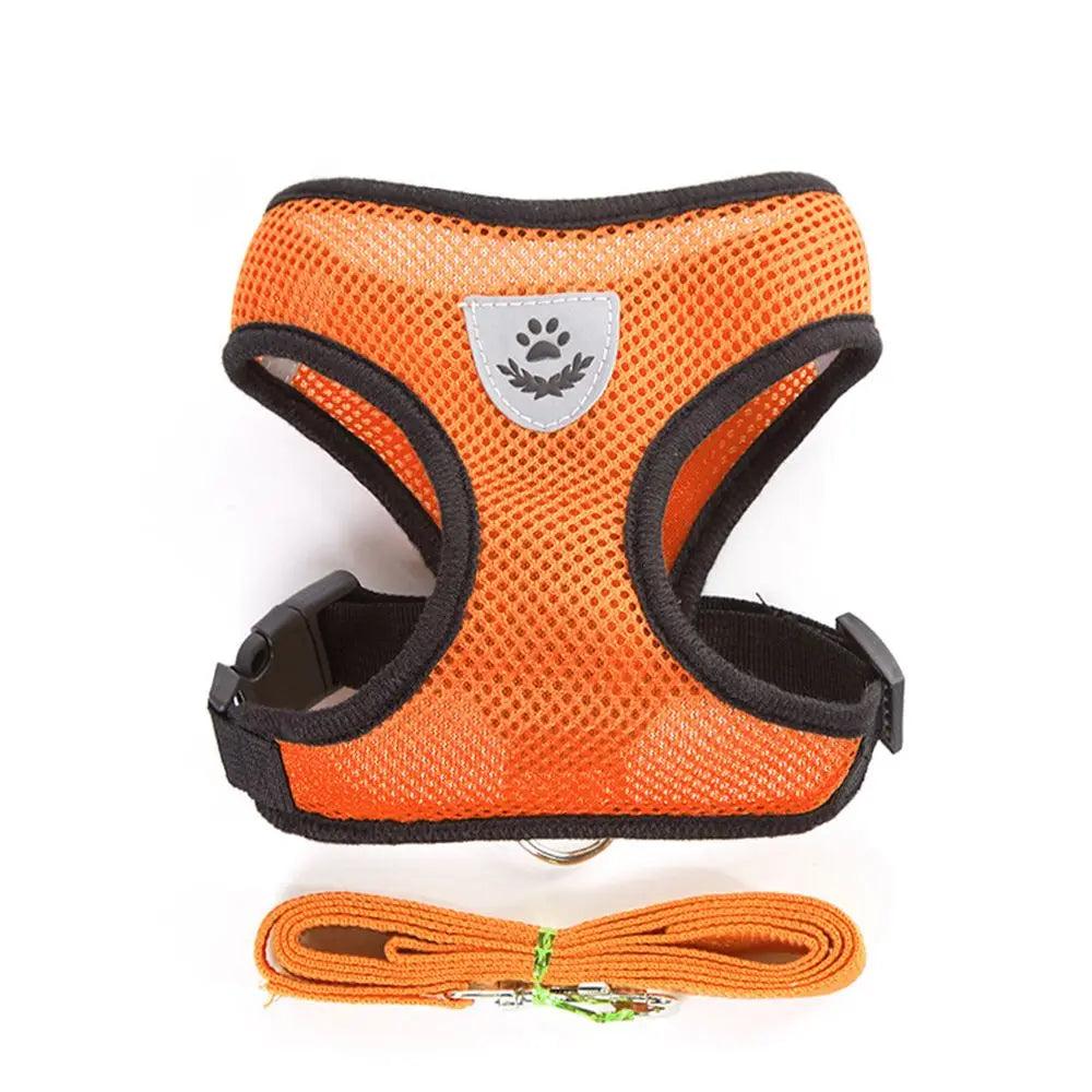 Dog Harness Leash Adjustable Mesh Vest For Walking Pets Daily