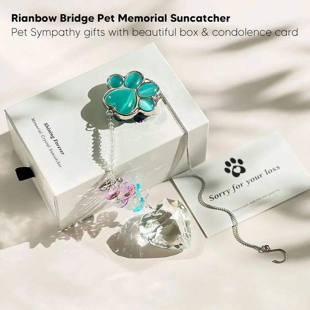 Pet Memorial Suncatcher Amethyst Quartz Paw Keepsake For Dogs And Cats