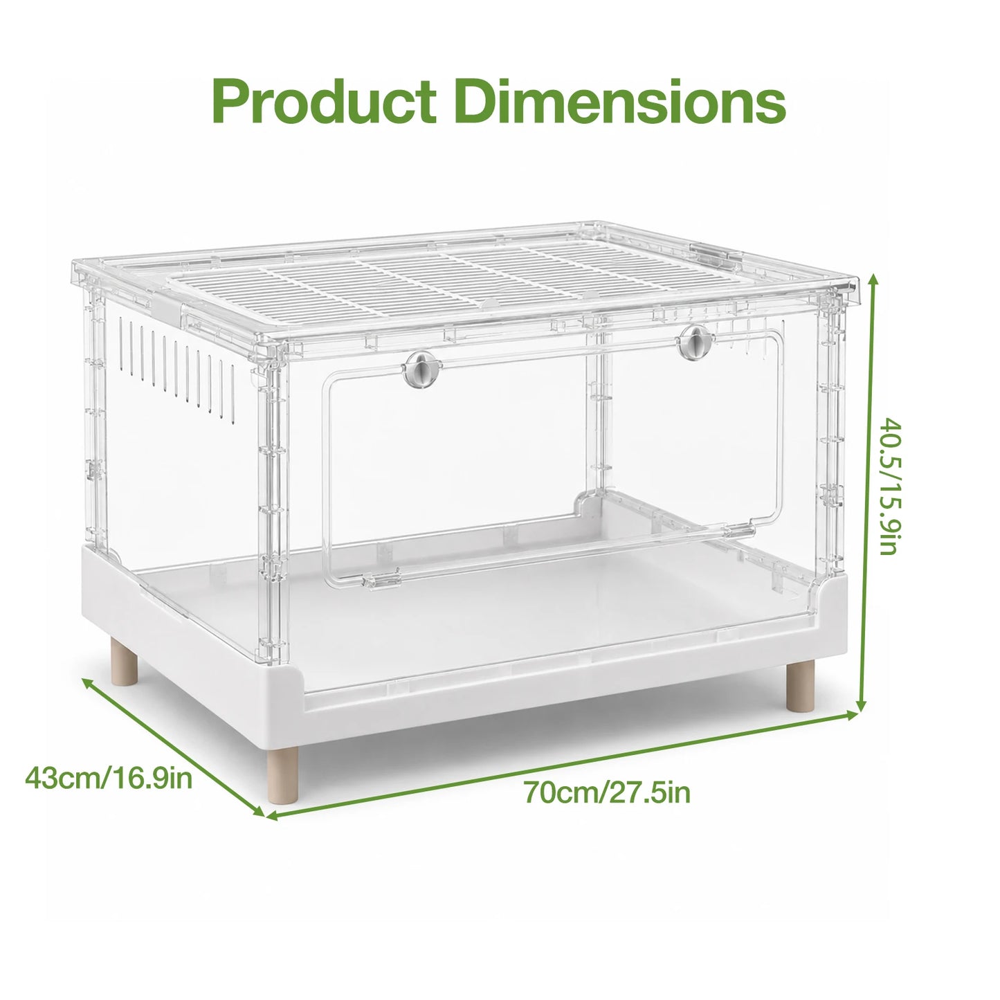 Foldable Reptile Terrarium With Front Opening Door Clear Ventilation Habitat