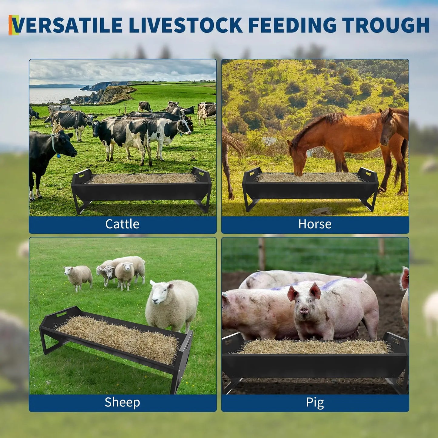 HiMISS Galvanized Steel Hay Trough With Rustproof V Shaped Bottom